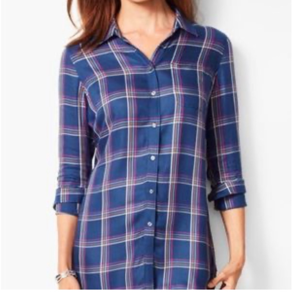 Talbots Casual Button Up Plaid Top. Size L‎ (91)